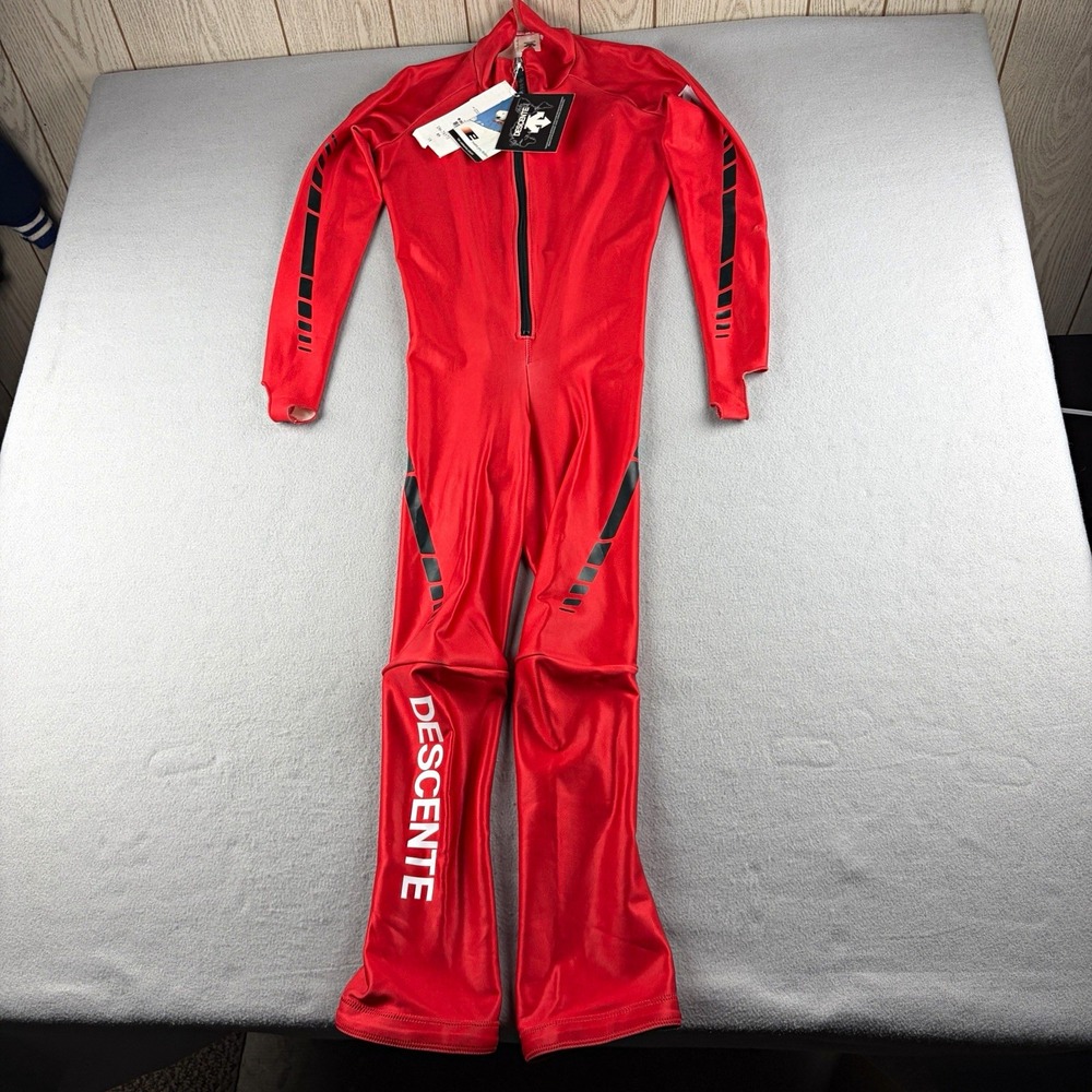 NWT Descente Ski Race Speed Suit Junior 18/170 Red Downhill GS Racing Stretch